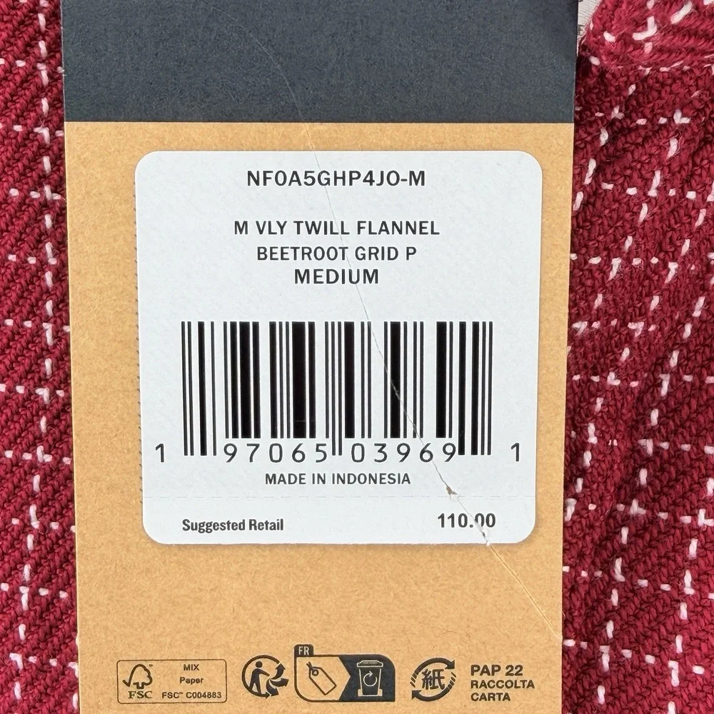 The North Face Valley Twill Flannel Shirt Mens Medium Red Plaid Long Sleeve